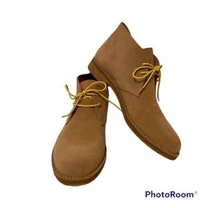 BOTTEGA VENETA SHOES LOW BOOTS TAN SUEDE LEATHER LACE UP ITALY SIZE 39.5 US 6.5